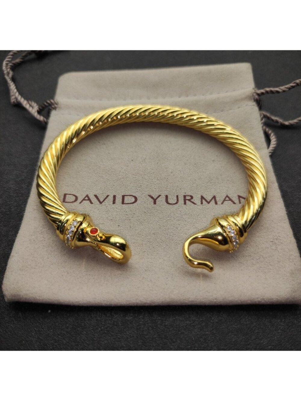 David Yurman 7mm Gold Diamond Hook Bracelet